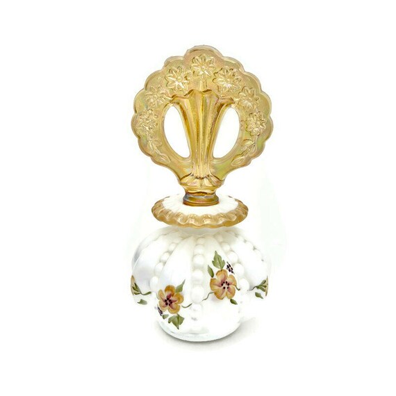Fenton Gold Crest Melon Perfume Bottle | Signed b… - image 3