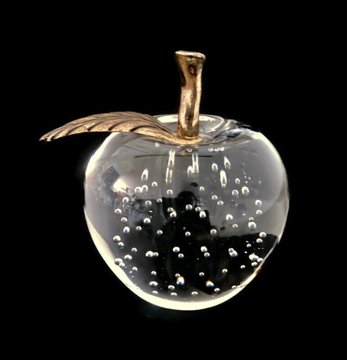 Apple Paperweight Art Glass Apple Hand Blown Seeded Glass Etsy