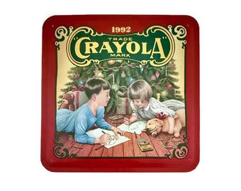 Vintage 1992 Crayola Holiday Tin | Collectible Crayon Storage Box