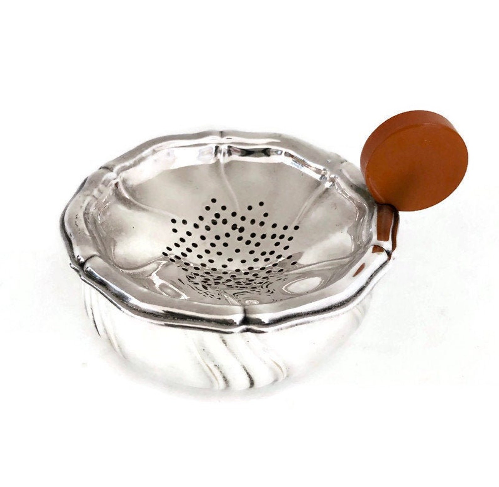 Silver Tea Strainer and Drip Bowl 1930s Art Deco Bakelight Etsy
