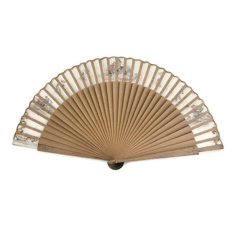 Spanish Folding Hand Fan Black Lacquer Folding Fan | Etsy