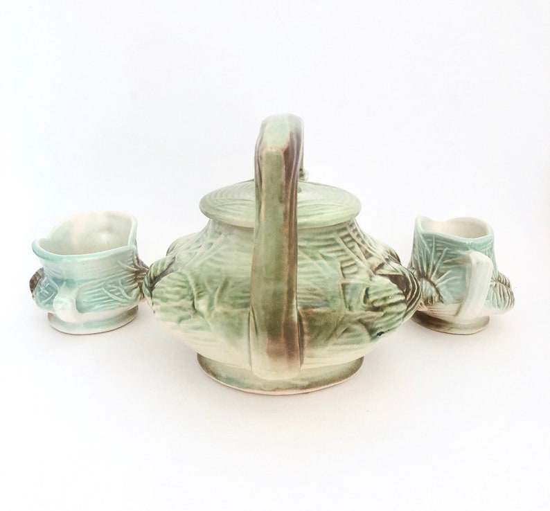 McCoy Pottery Tea Set 4Pc Set 1940s McCoy Pine Cone Teapot Etsy