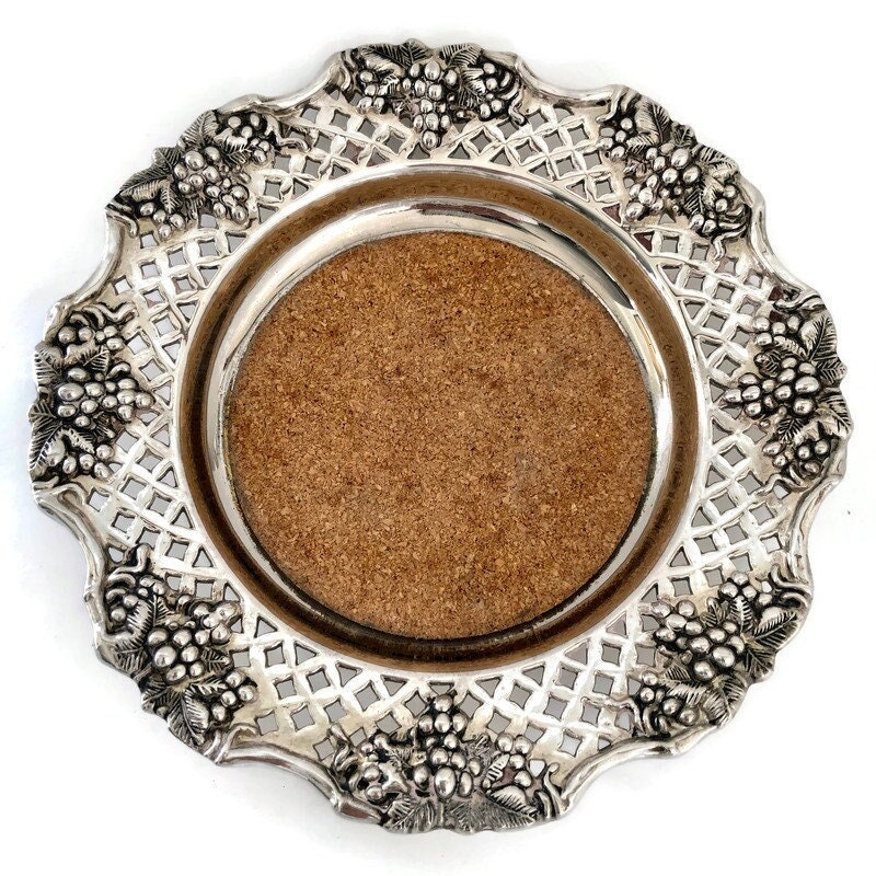 Wine & Beer Storage Vintage Silver Plated Bottle Coaster Wine Bottle