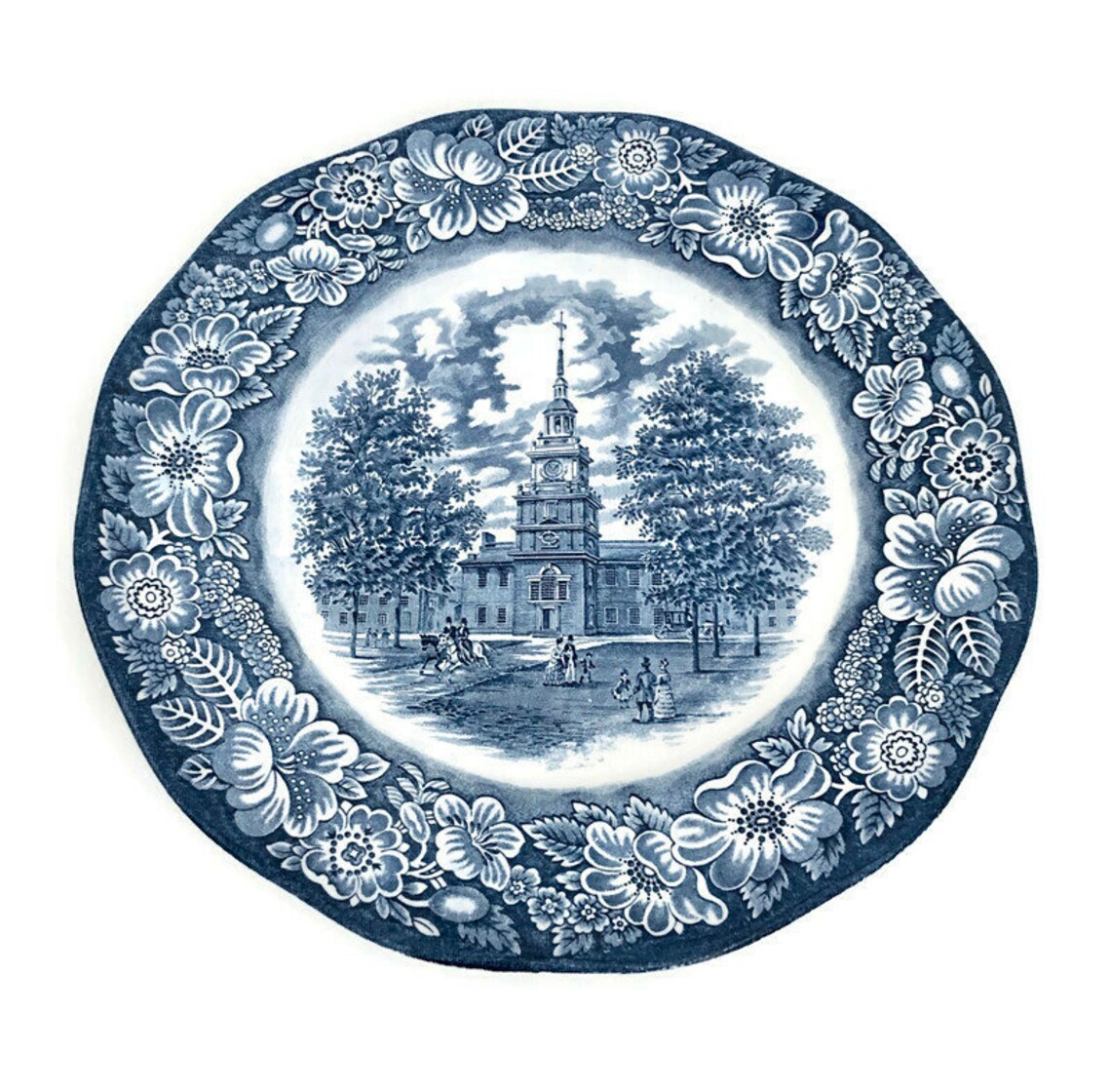 Liberty blue independence hall plate 10 blue and white etsy