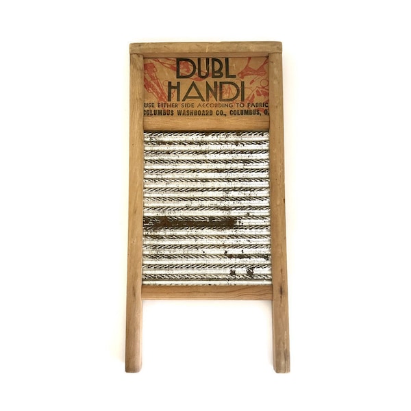 Vintage Metal Washboard | Dubl Handi Handmade Washboard | Magnet Bulletin Board | Wall Organizer | Vintage Advertising | Jug Band Instrument
