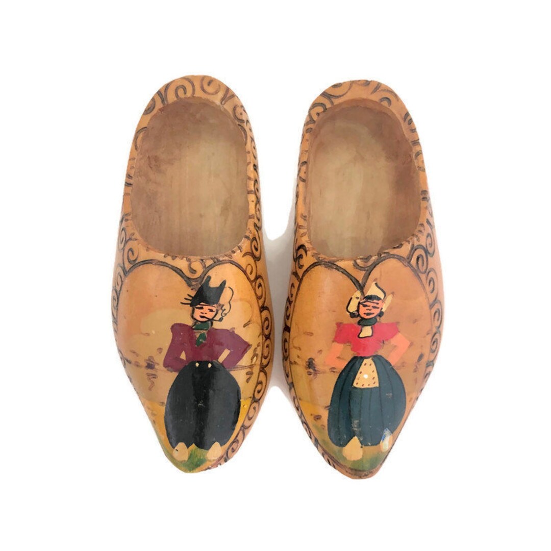 Wooden Dutch Shoes 1950s Wooden Heirlooms Childs Wooden Clogs