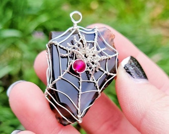 Spiderweb Pendant Occult Jewelry