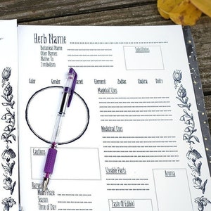 Printable Herbs BOS Blank Grimoire Book of Shadows Page | Empty Witchcraft Herb Template | Herbology Printable