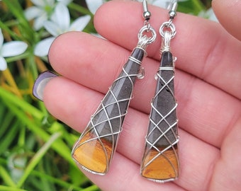 Polychrome Jasper Triangle Earrings, Alternative Witch Jewelry