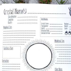 Crystal Journal Digital Book of Shadows Printable | Blank Grimoire Pages | Witchcraft Supplies