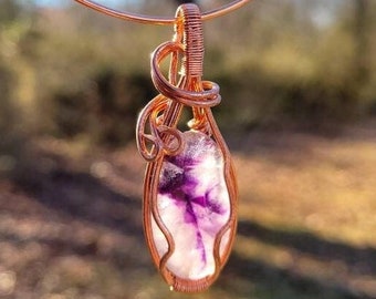 Trapiche Star Amethyst Pendant, Copper Wrapped Amethyst Handmade Jewelry