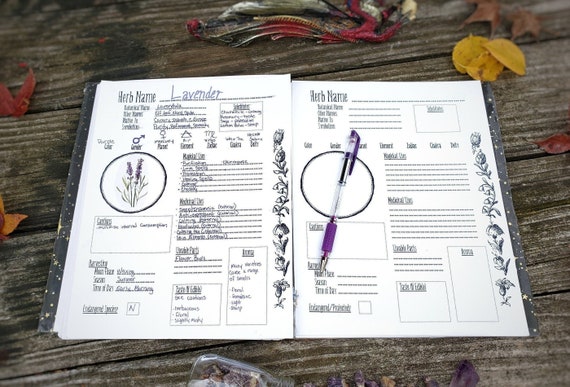 Printable Herbs Book of Shadows Pages Set 3, Herbs & Plants Correspondence,  Grimoire Pages, Witchcraft, Wicca, Printab…