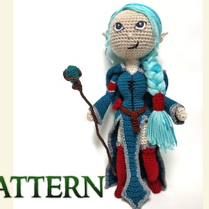 Haakpatroon Elf Mage Amigurumi pop Mythisch wezen gehaakte speelgoedpatronen afbeelding 1