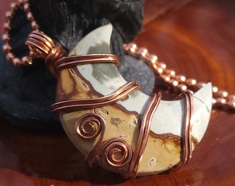 Celestial Moon Pendant, Polychrome Jasper, Desert Jasper Occult Pendant