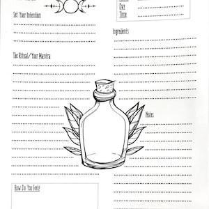 Spell Jar Digital Grimoire Template Book of Shadows BOS Pages PDF Spell in a Bottle image 2