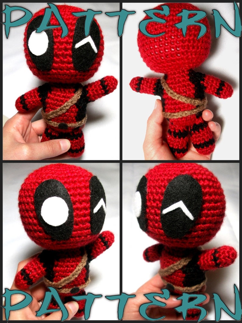 Deadpool Crochet Pattern Chibi Deadpool Plush Deadpool Art | Etsy