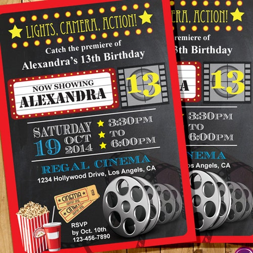 Kids Birthday Party Movie Theater Invitation Printable