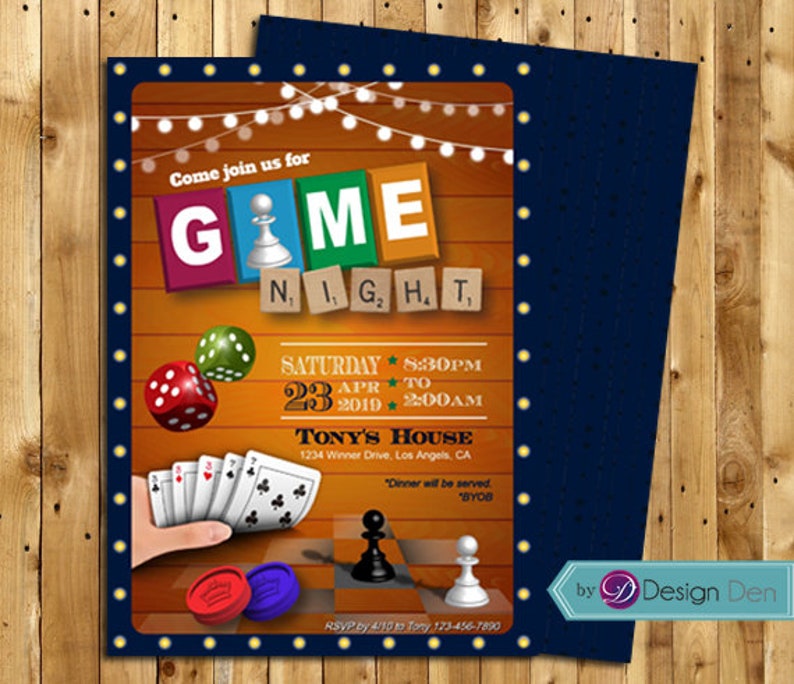 EDITABLE Game Night Invitation. Game Party Invite. Cards - Etsy