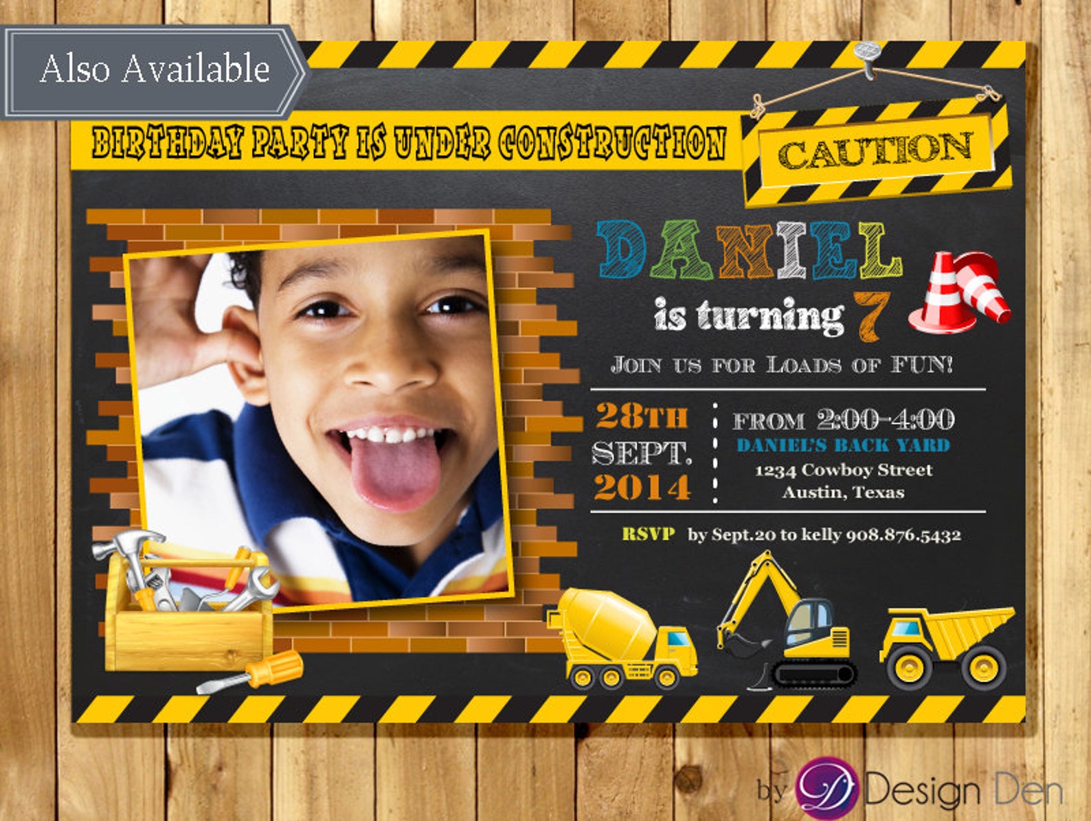 Custom Construction Birthday Invitations for Boy. Chalk Board Etsy