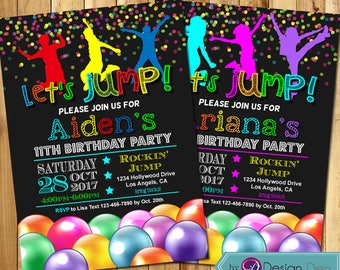 JUMP Birthday Invitations, Jump Birthday Invitation. Jump Party Invitation. Trampoline Party Invitation. Trampoline Birthday #K1105