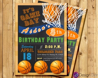 Basketball Birthday Invitation / Sports Theme Invitation / Basketball Birthday/Chalkboard background, Printable Invitation  #K1042