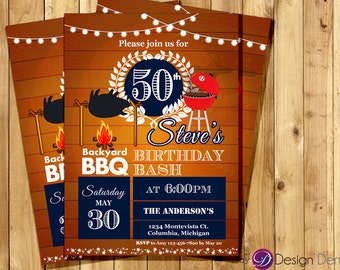 BBQ Birthday Invitation - BBQ Party Invitation, Pig Roast Birthday Party Invitation, BBQ Invitation, any age. #A1041