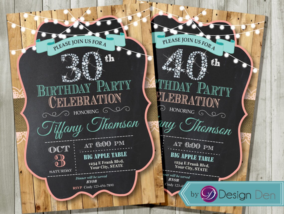 Women 60th Birthday Invitation. Country Chic style. Diamond | Etsy