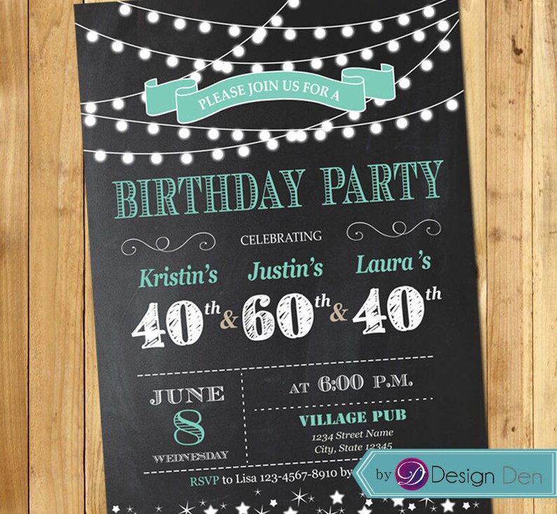 Adult Joint Party Birthday Invitation. Combined 3 Birthday - Etsy