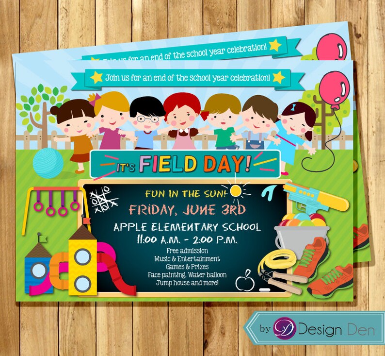 School Field Day Invitation / End of Year Party Chalkboard/ Etsy