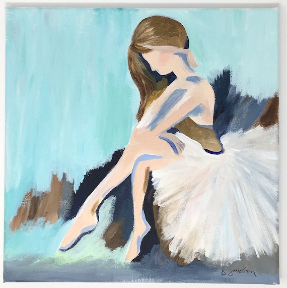 Original Painting, Original Ballerina on Stool Painting, Wall Art, Hand Painted in US, Ballet, Any Size