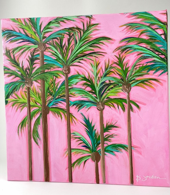Original Painting, Original Palm Tree Painting, Wall Decor, Hand Painted in the US, Pink Art, Desert Art, Any Size
