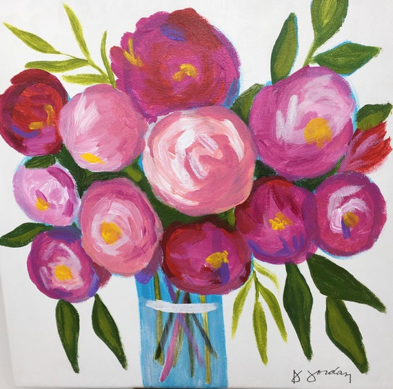 Original Painting, Original Floral Painting, Wall Art, Hand Painted in US, Any Size