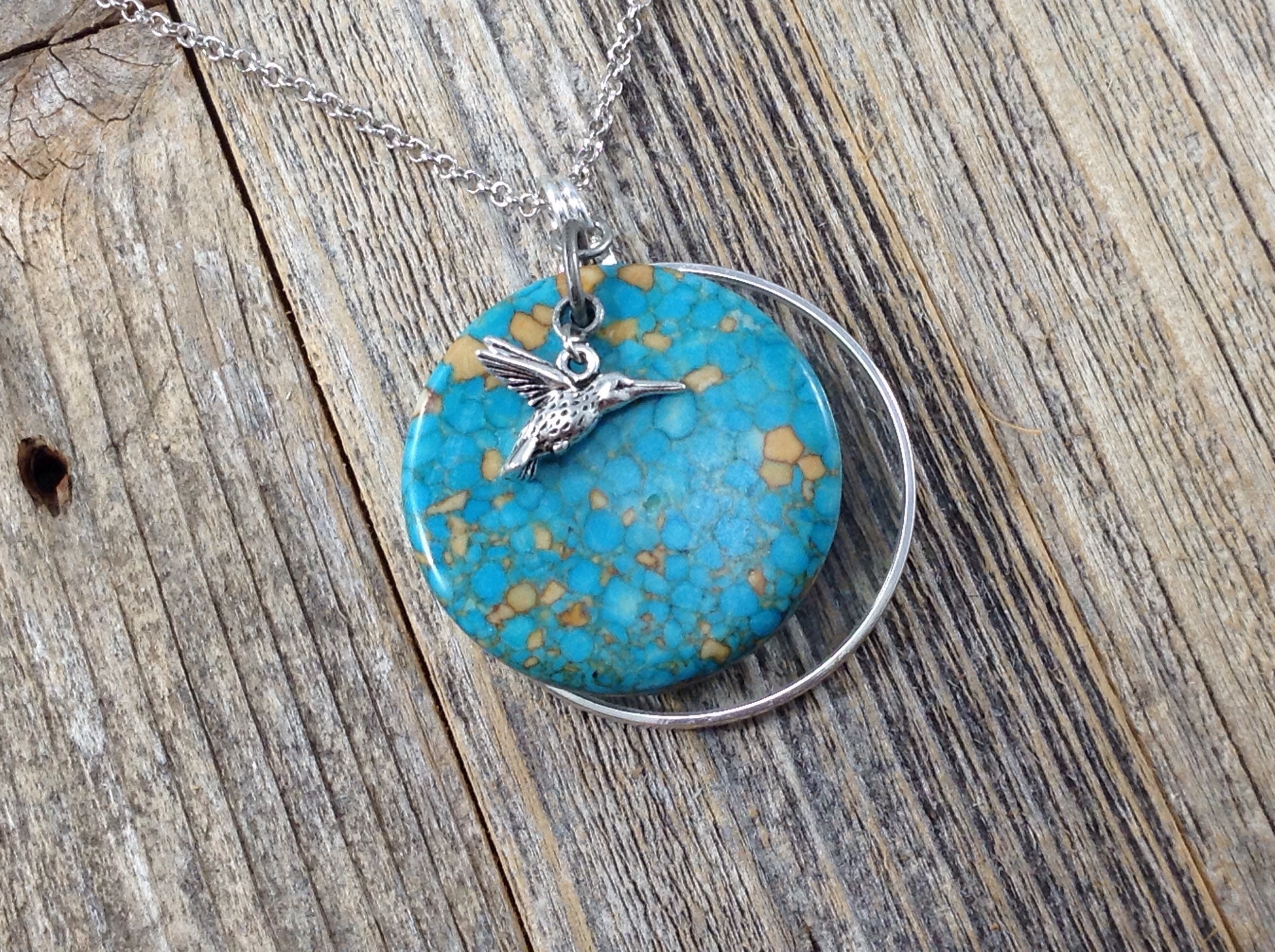Magnifying Glass Necklace with Turquoise Magnesite