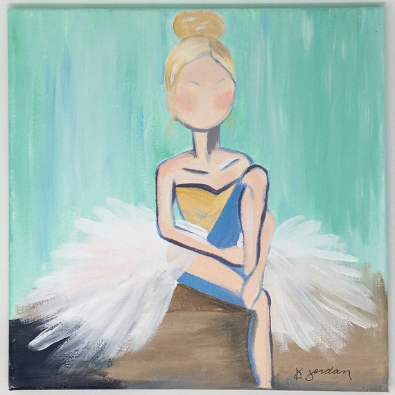 Original Painting, Original Ballerina on Bench Painting, Wall Art, Hand Painted in US, Any Size