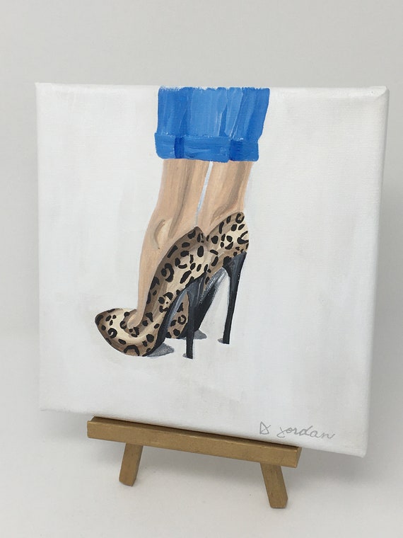 Original Painting, Leopard Shoes, Wall Art, Hand Painted in the US, Leopard Shoe Painting, Any Size