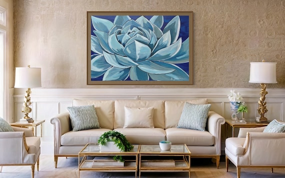 Original Painting, Original Succulent Painting, Large Art, Hand Painted in US, Any Size
