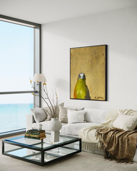 Hand Painted Little Bird: Gold Leaf Painting, Any Size