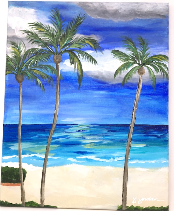 Original Beach Painting, Large Art, Hand Painted in the US, Any Size