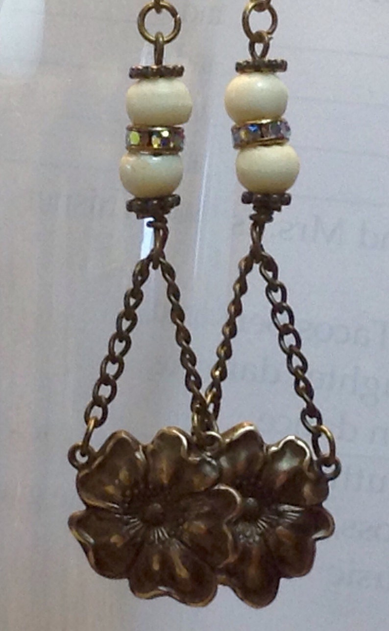 Antique Brass Flower Earrings Etsy