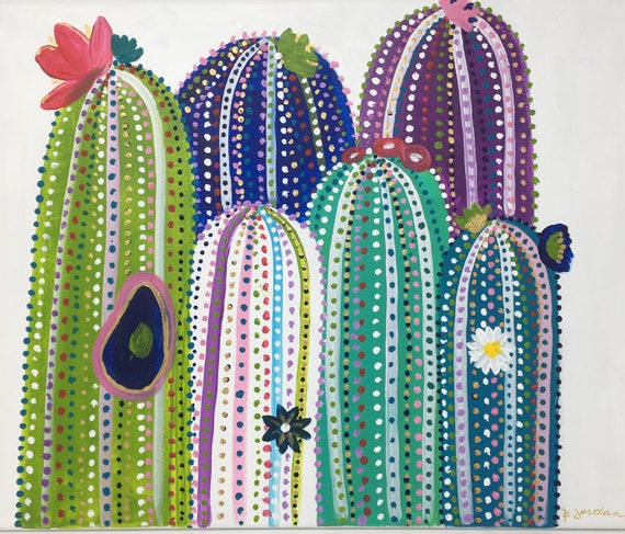 Original Painting, Original Cactus Painting, Wall Art, Hand Painted in US, Desert Art, Pink Wall Decor, Any Size