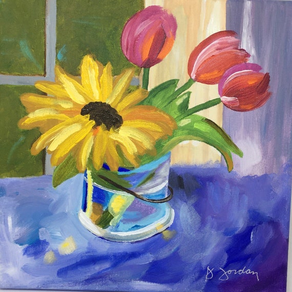 Original Painting, Original Floral Painting, Large Art, Hand Painted in US, Any Size