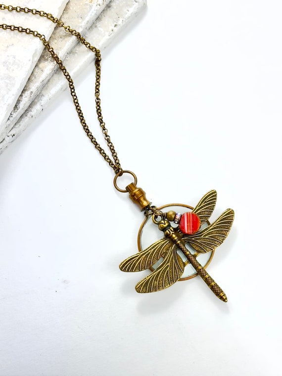 Brass Magnifying Glass Necklace, Brass Monocle Necklace, Made In the USA
