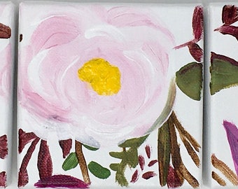 Original Painting Set, Original Floral Paintings, Wall Art, Hand Painted in US, Any Size