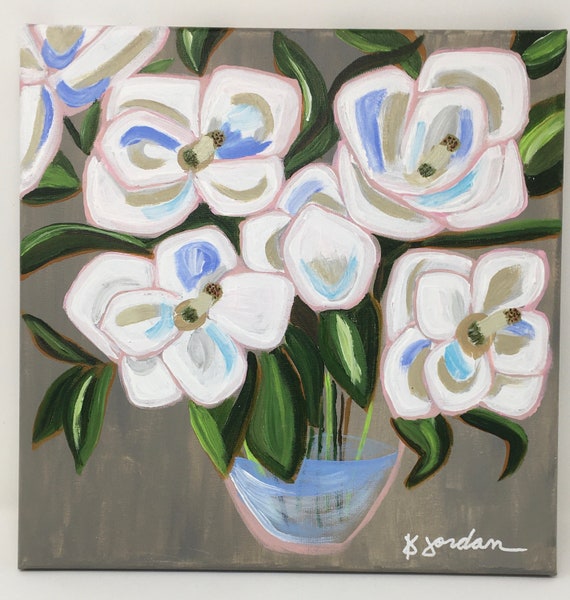 Original Magnolia Painting, Large Art, Hand Painted in the US, Any Size