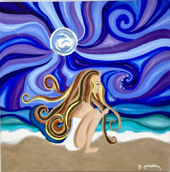 Original Painting, Original Beach Girl Painting, Wall Art, Hand Painted in US, Any Size