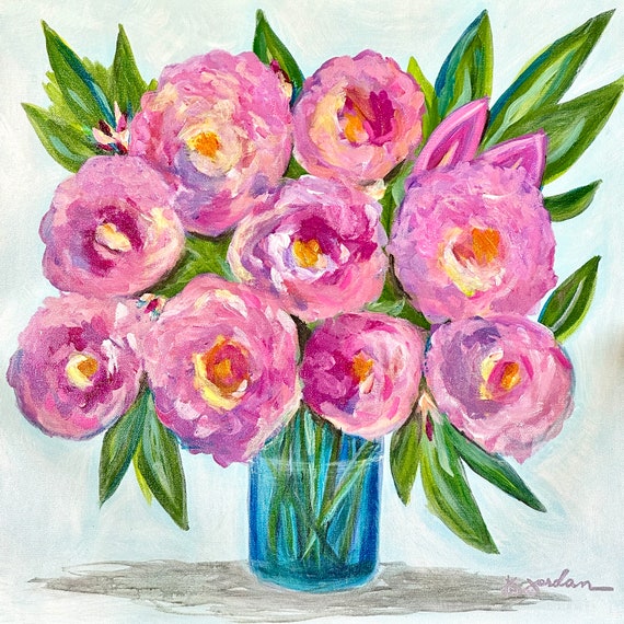 Original Painting, Original Floral Painting, Large Art, Hand Painted in US, Any Size