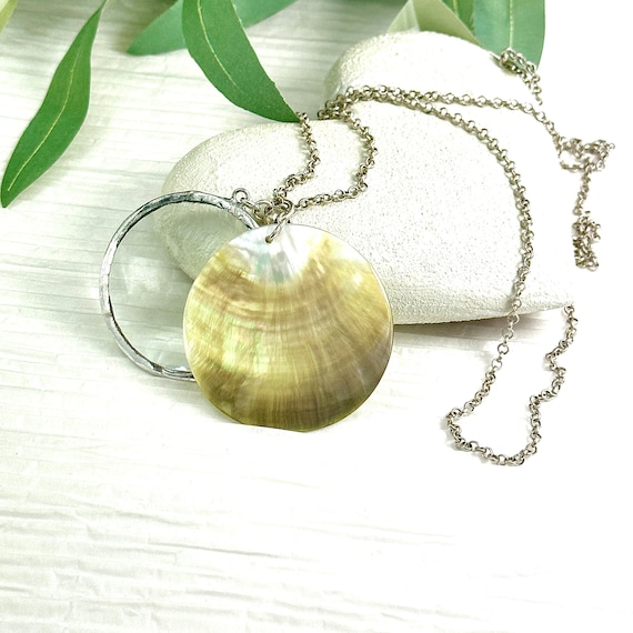 Monocle Necklace: Shell Pendant, Handmade USA