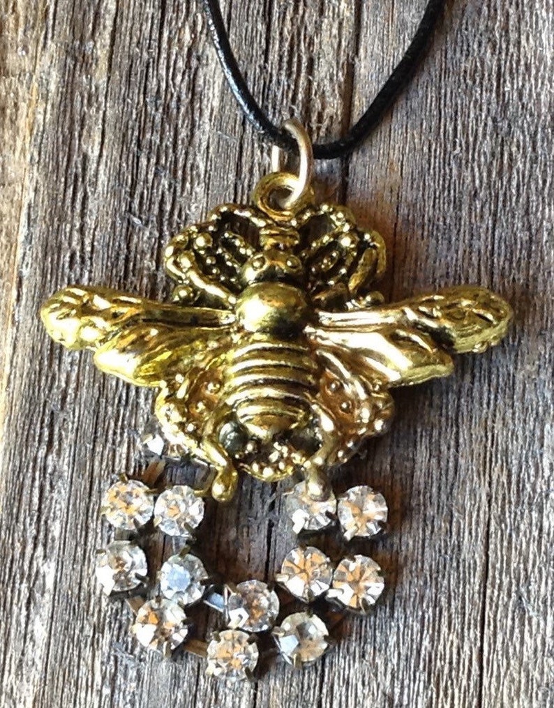 Bumble Bee and Rhinestone Necklace