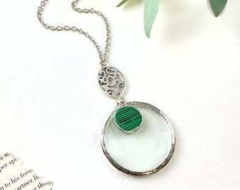 Sterling Silver Magnifying Glass Necklace, Monocle Necklace, Made in the the USA