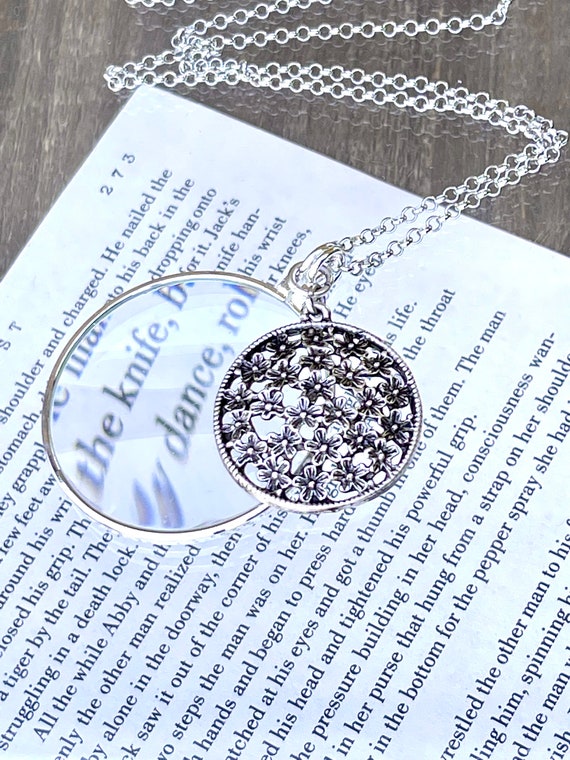 Magnifying Glass Necklace, Sterling Silver Monocle Necklace, Made In the USA